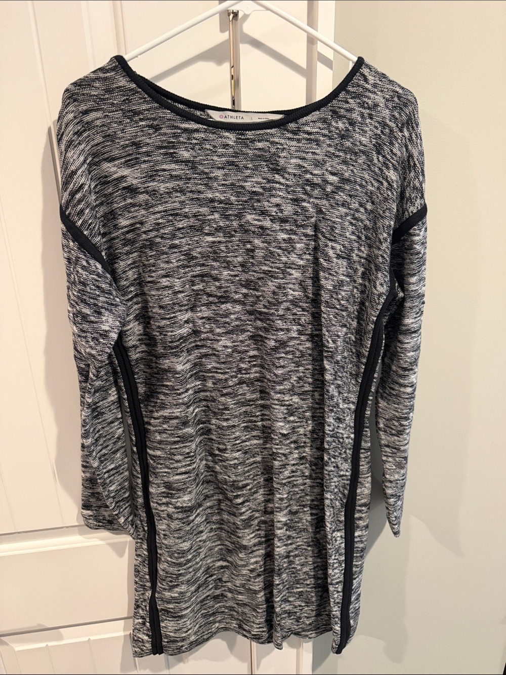 Athleta Black & White Marled Crewneck Long Sleeve Sweater dress